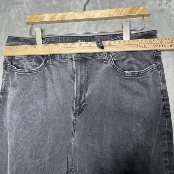 Paige Leenah Jeans Womens 34 Blacktop Destructed Wide Leg High Rise Denim - Picture 8 of 12